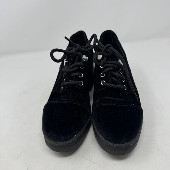 Urban Outfitters Black Velvet Lace-Up Chunky Platform Heels 90s Y2K Style Size 7 - Picture 4 of 14